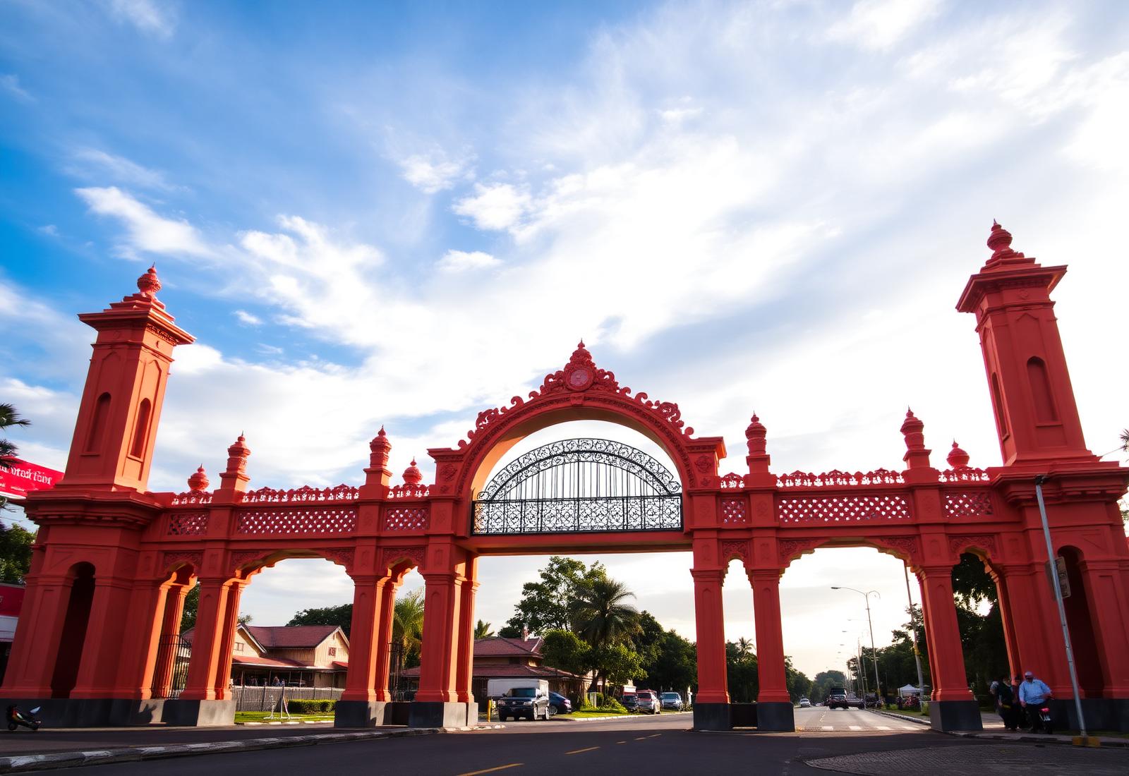 Iconic red archway in Kota Bharu Kelantan